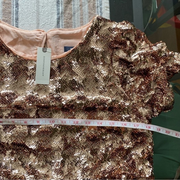 Anthropologie Maeve Rose Gold Sequins Bernadette Tiered Midi Dress Small - Picture 13 of 16
